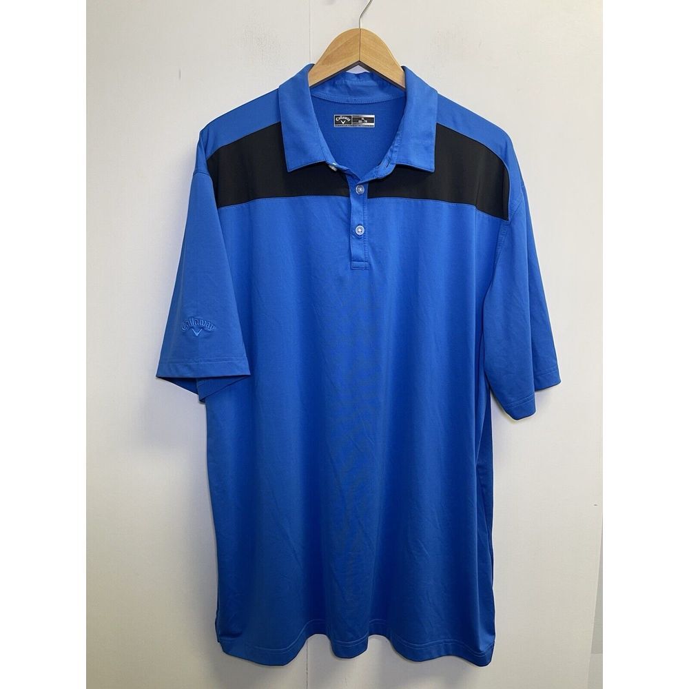 Callaway‎ Mens XL Polo Short Sleeve Golf Shirt Opti-Dri Blue Swing Tech Active